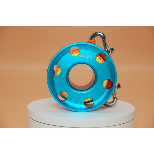 Polaris Proline aluminum spool 30 m, blue with stainless steel double ender snap hook 10 cm