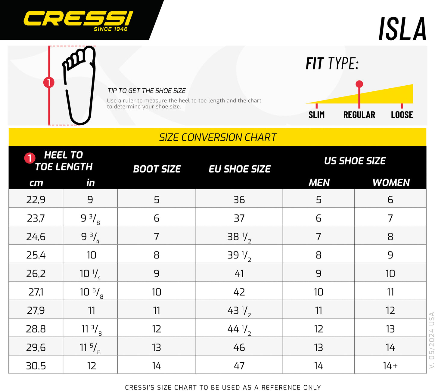 Cressi Isla boots 3mm, 5mm, 7mm